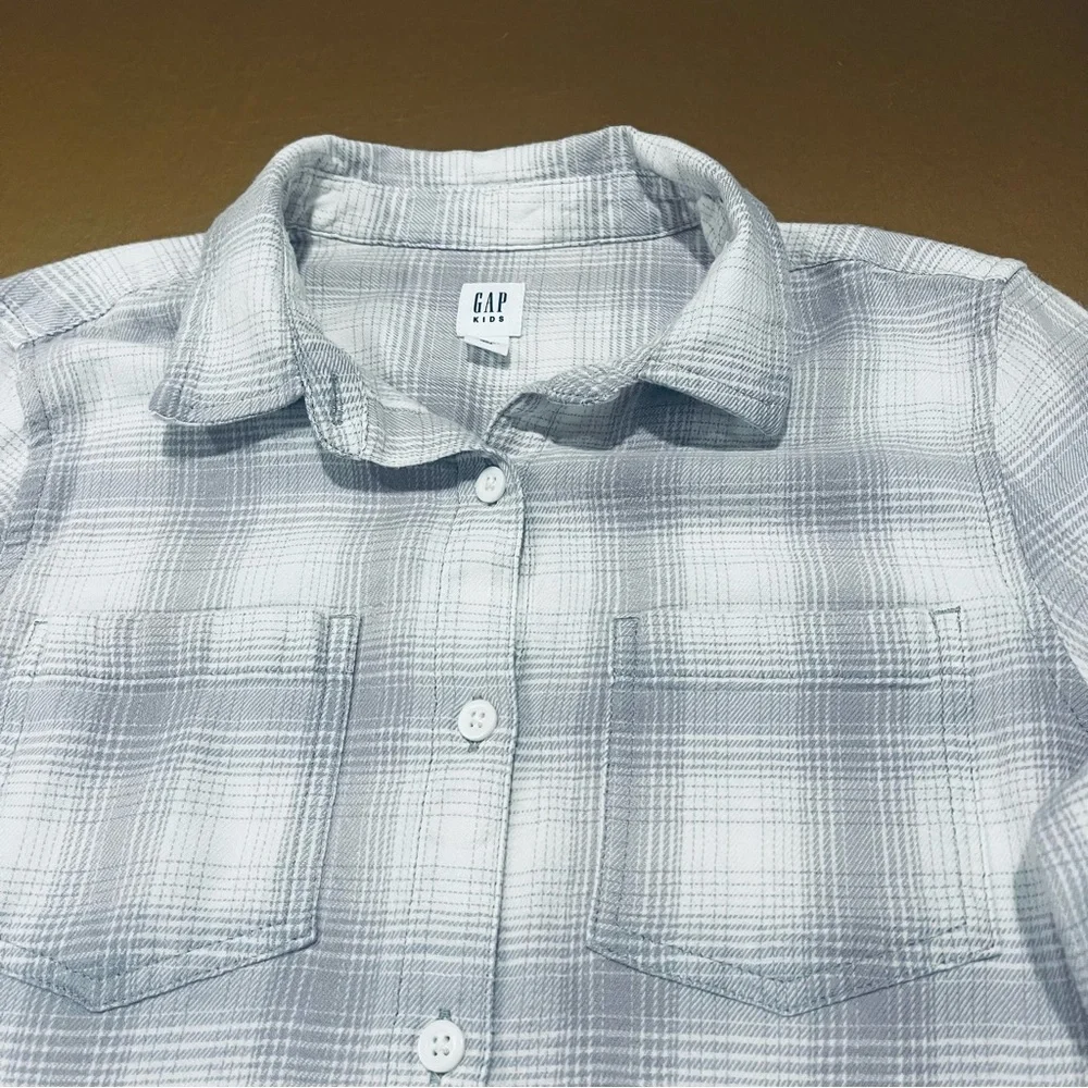 GAP Kids Grey Plaid Flannel Size XXL 14/16